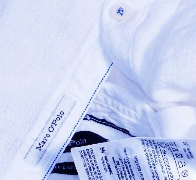 Marc O'Polo lniana koszula biała regular krótki  XXL 45/46 massimo