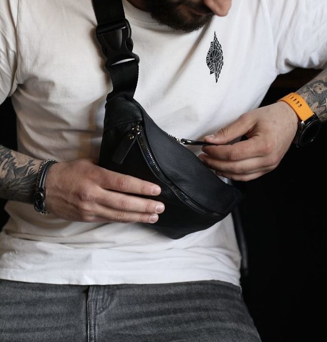 Шкіряна чоловіча сумка бананка|мужская кожаная сумка бананка барсетка