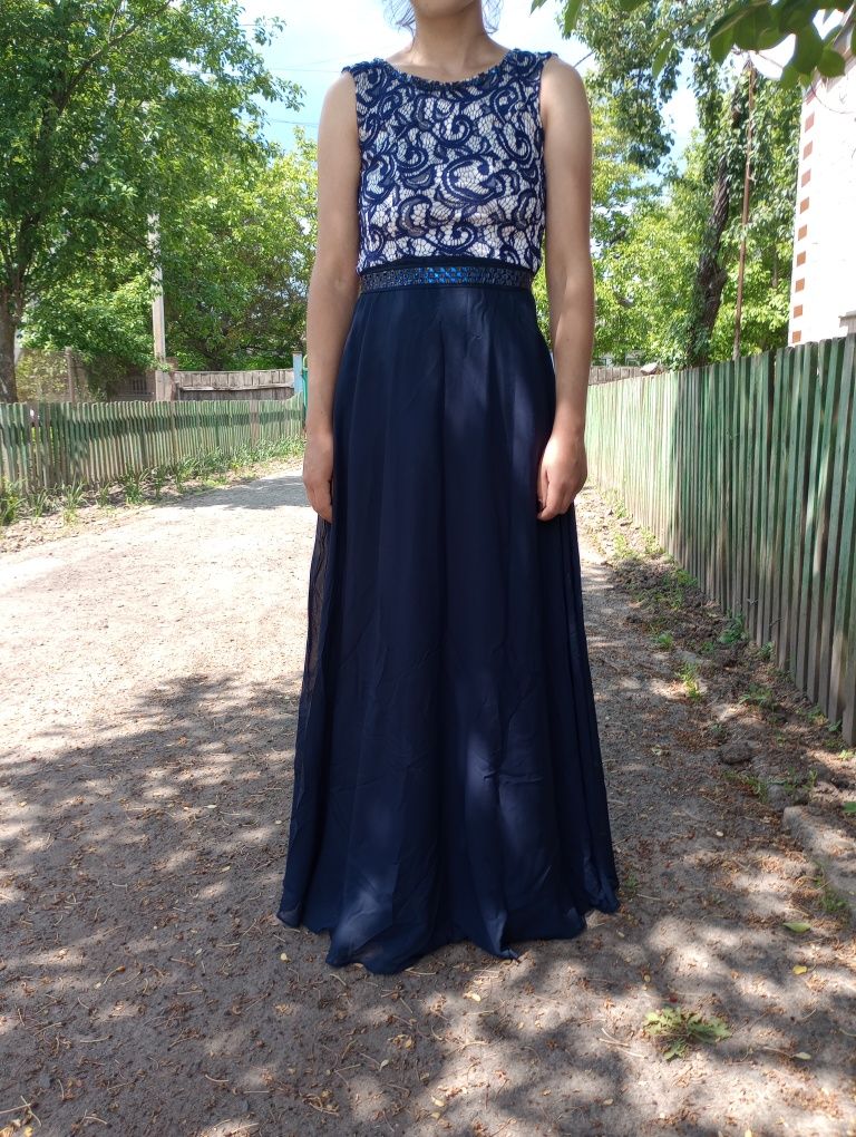 Плаття випускне темно синє, сукня