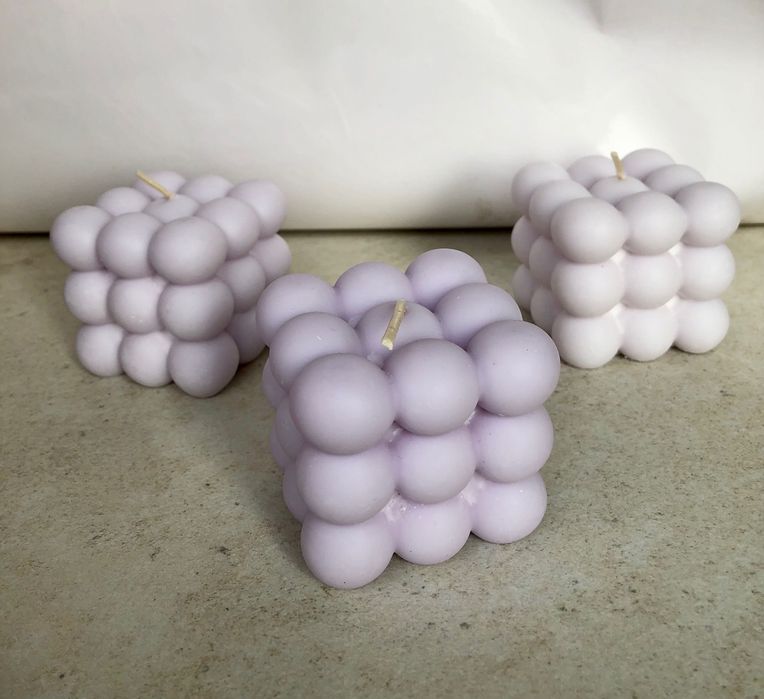 Świeca Bubble duża, sojowa, zapachowa lawendowa , świeczka