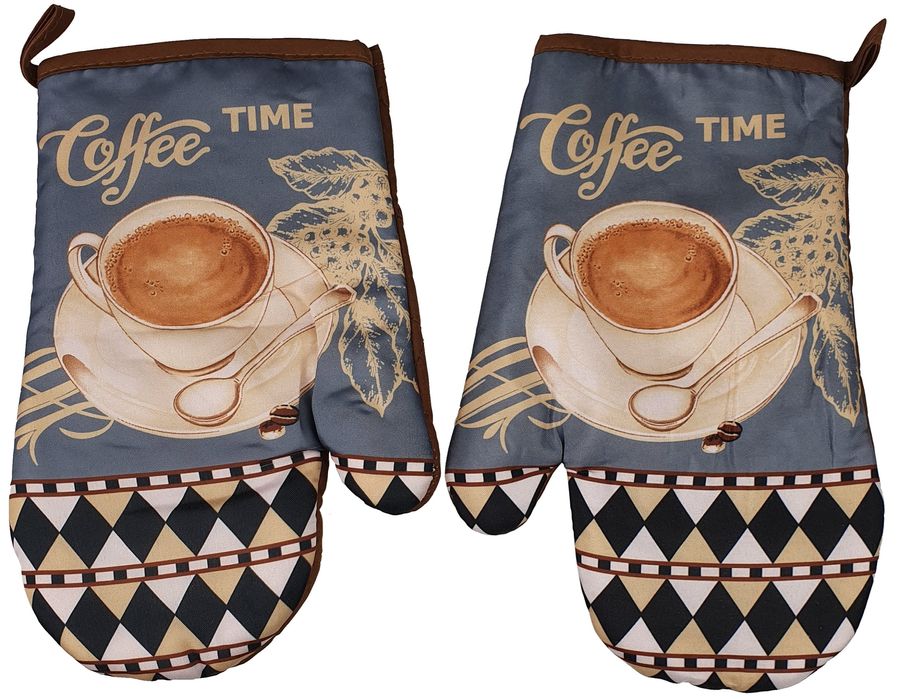 Rękawice Kuchenne Zestaw 2 Szt Kawa Coffee Łapki Z Magnesem Grube