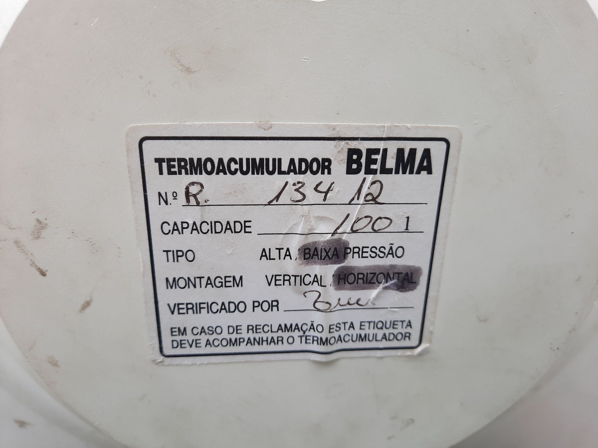 Cilindro Termoacumulador em COBRE de alta pressão  100L de capacidade