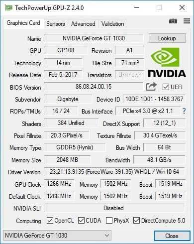 Karta graficzna Gigabyte Geforce GT 1030 2GB GDDR5 64bit BOX