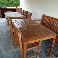 Meble ogrodowe drewno akacjowe ławka+stół+dwa fotele