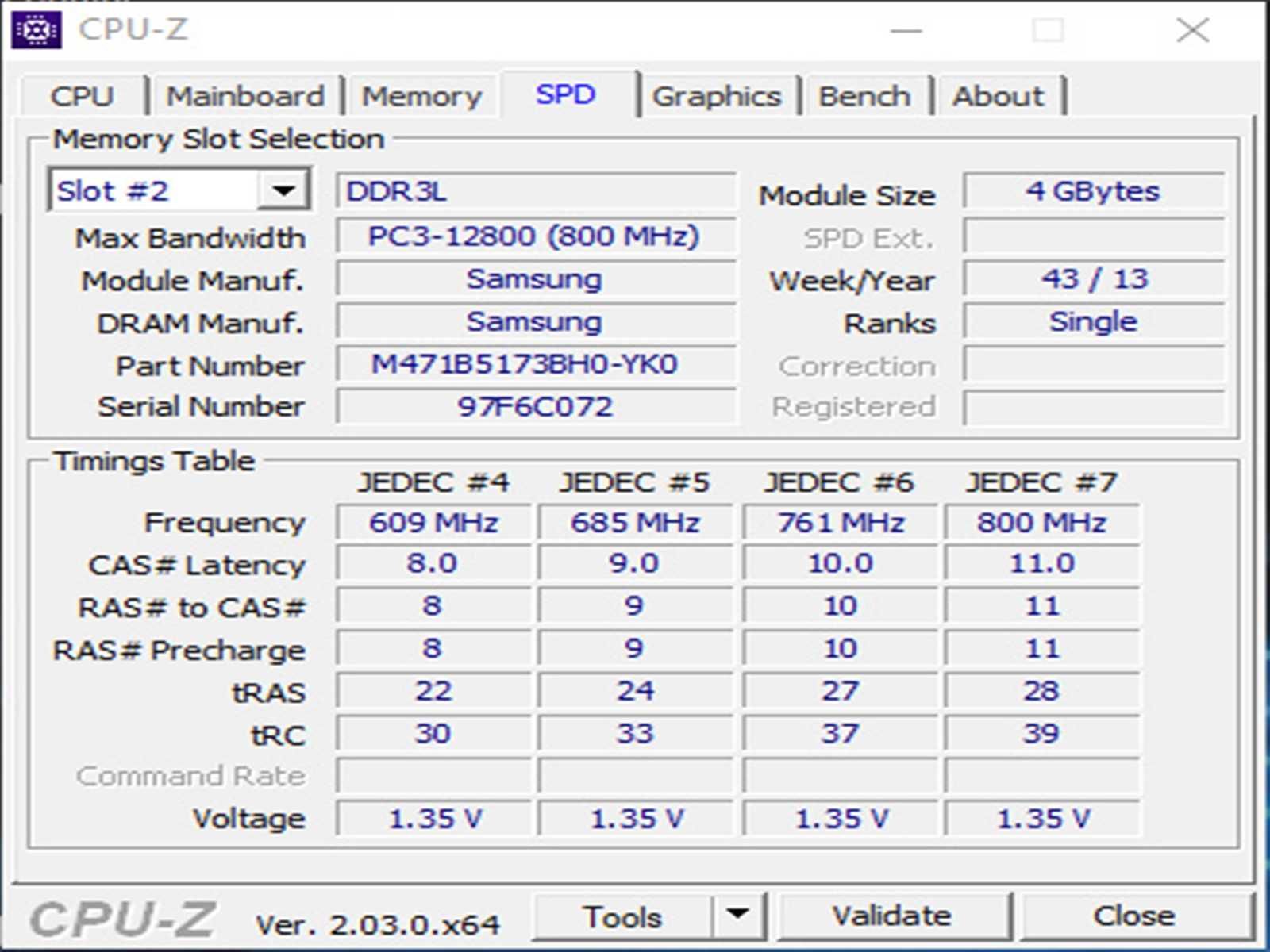 DDR3 8GB Samsung 12800 L