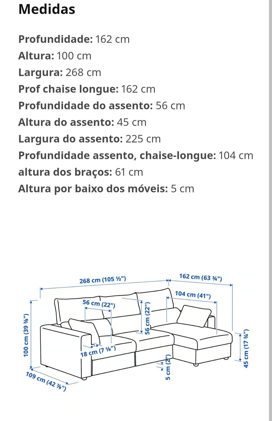 Sofá cama 3 lugares c/chaise longue