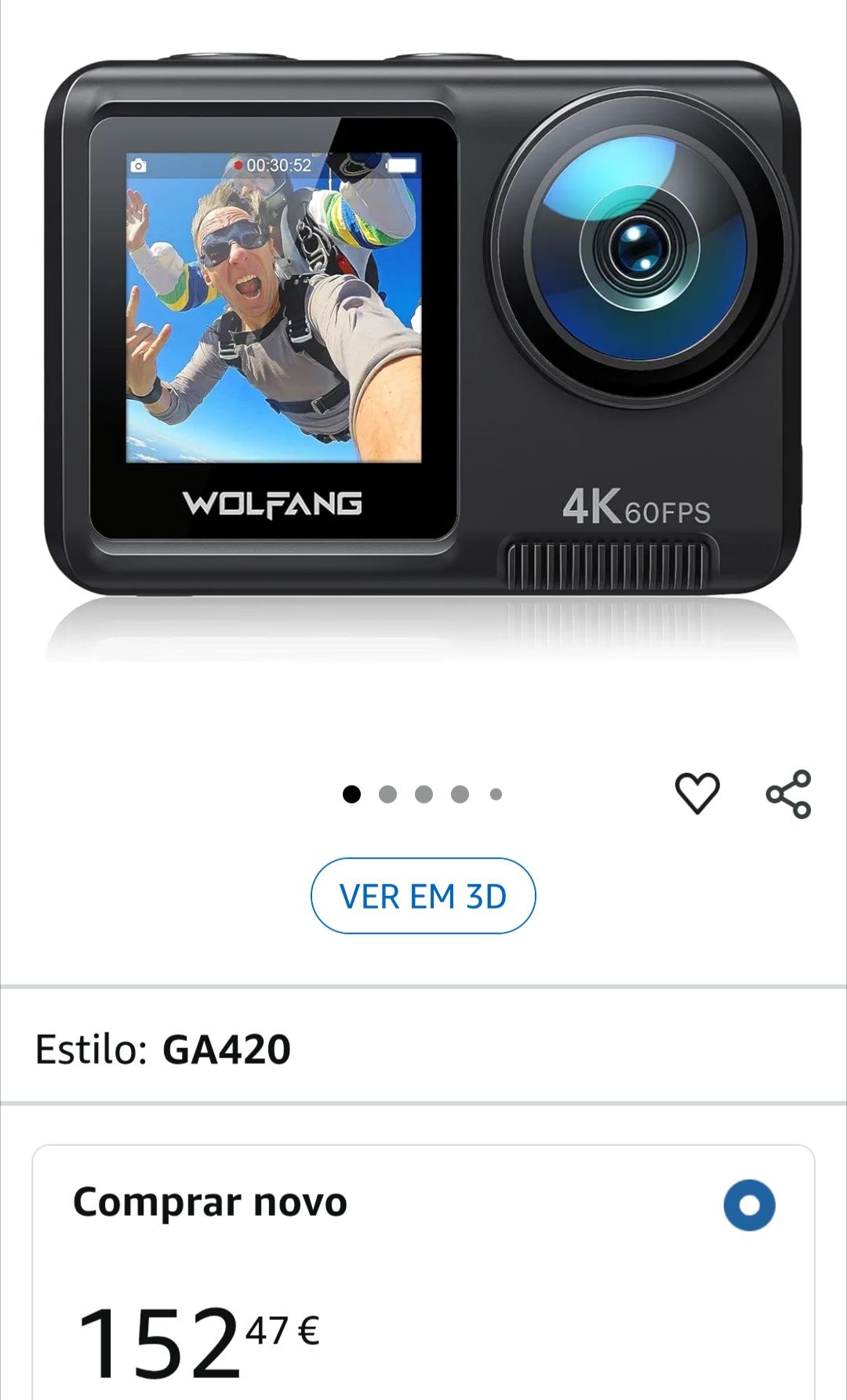 Action Cam WOLFANG GA420( Nova em caixa fechada)