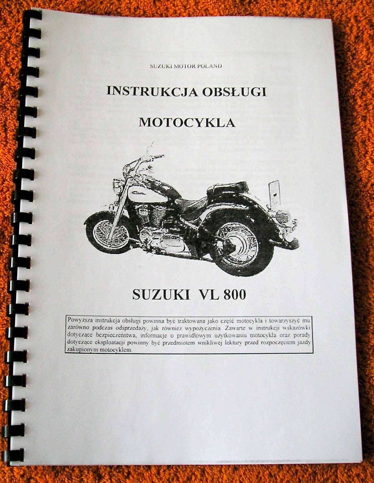 Instrukcja obsługi motocykla suzuki Intruder VL 800 Volusia