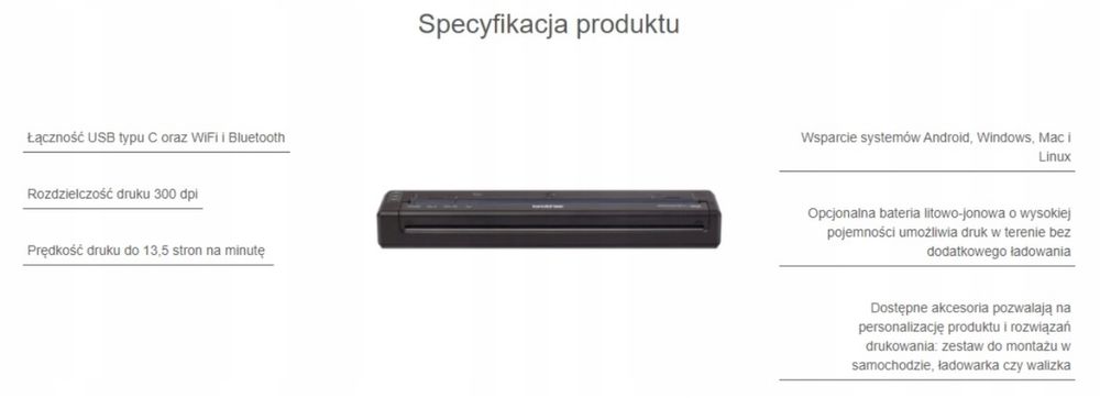 Drukarka Brother PocketJet PJ-883 przenośna  Wi-Fi i Bluetooth