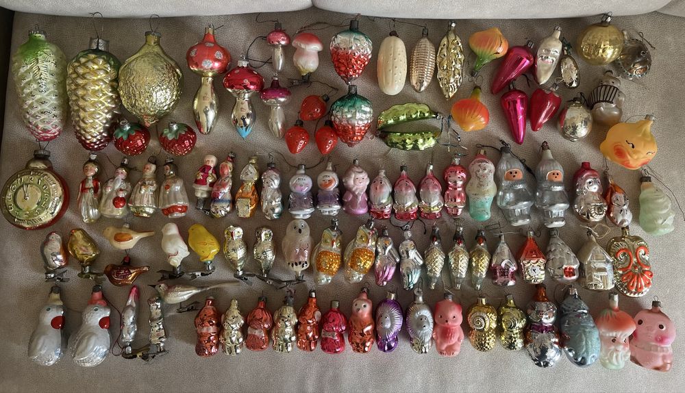 Елочные новогодние игрушки. Дед Мороз. Снегурка. СССР.