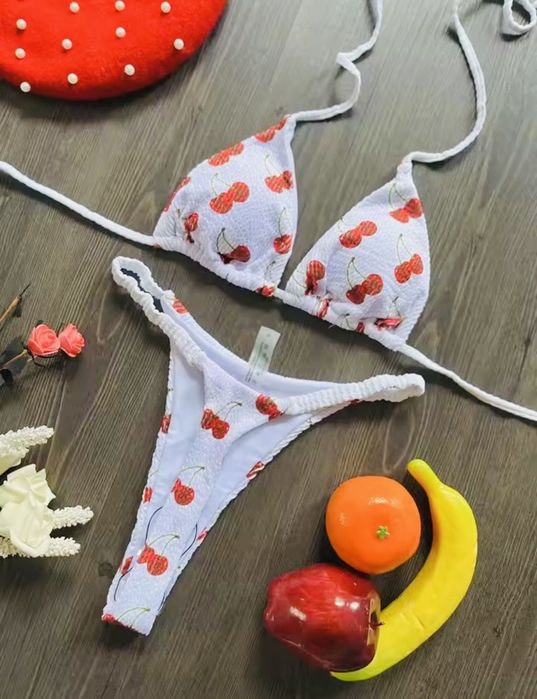 Купальник гарний сексуальний міні бікіні білий з малюнком