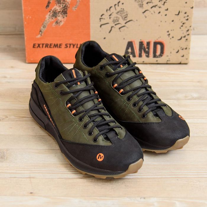 Стильные кроссовки merrell зеленые повседневные мужские мерелл