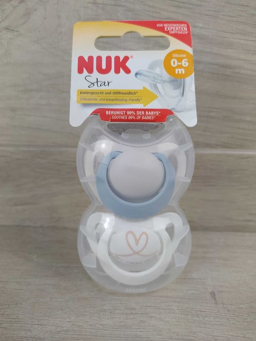 NUK Star Baby smoczek silikonowy 0–6m 2 sztuki ortodontyczny