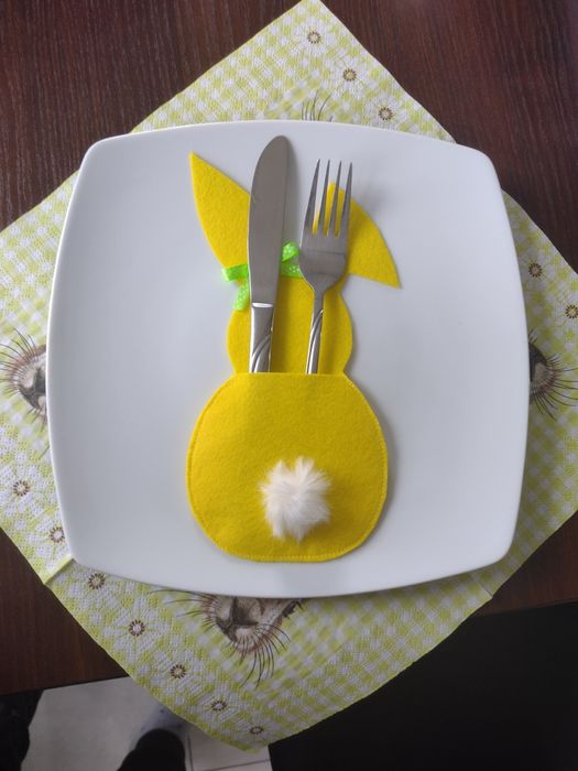 Etui sztućce królik zając handmade WIELKANOC
