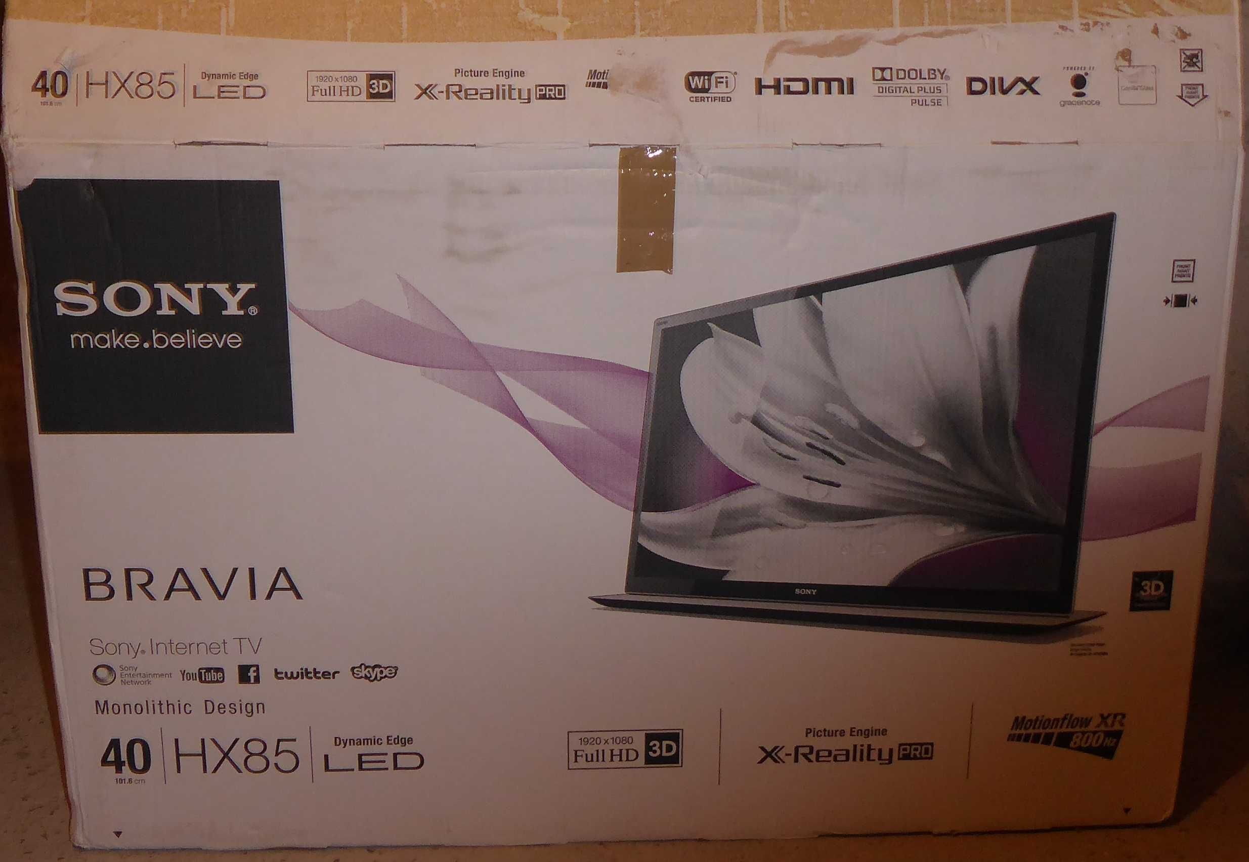 Sony KDL-40HX85 Gorilla Glass, obraz 3D. - bez podstawy z głośnikam.