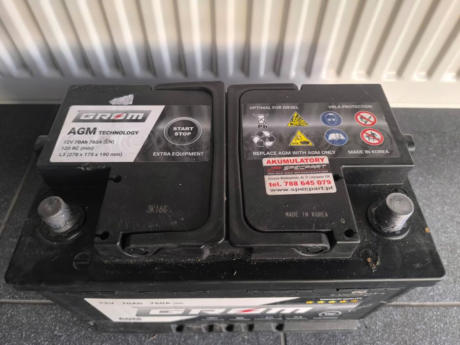Akumulator Grom 12V 70Ah 760A na gwarancji