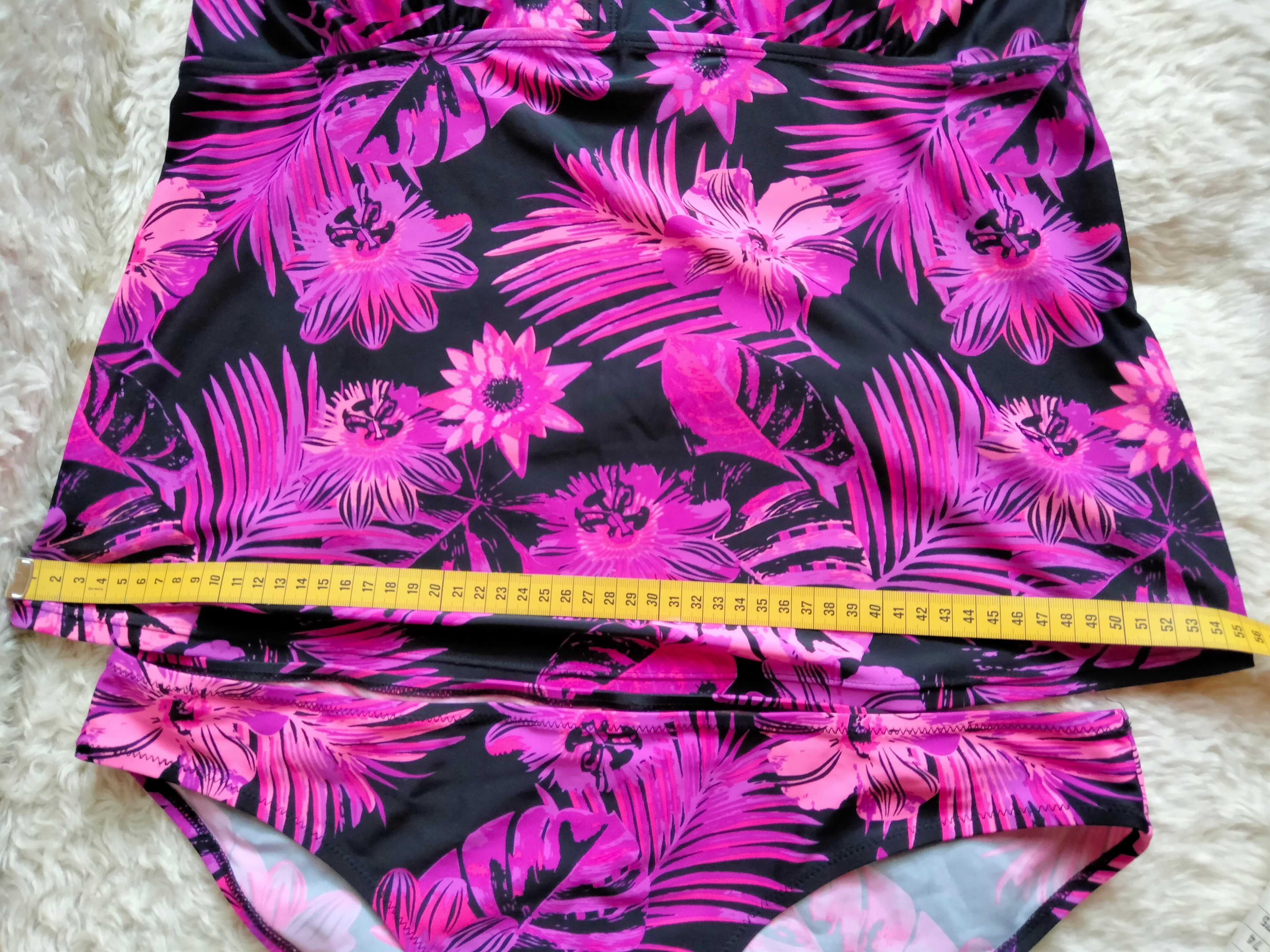 śliczne tankini w kwiaty Bonprix 46/48 czarny róż