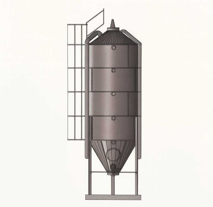 Silos na paszę 8Ton 11,98 m³  lejowy zmontowany dowóz HDS produkt PL
