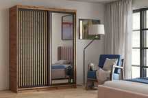 Loftowa Szafa Przesuwna Wood z lamelami 180 cm cztery kolory