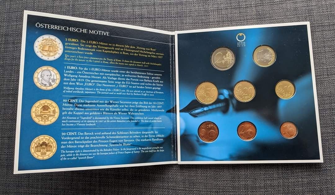Set Anual Áustria 2007 com moeda 2€ comemorativa