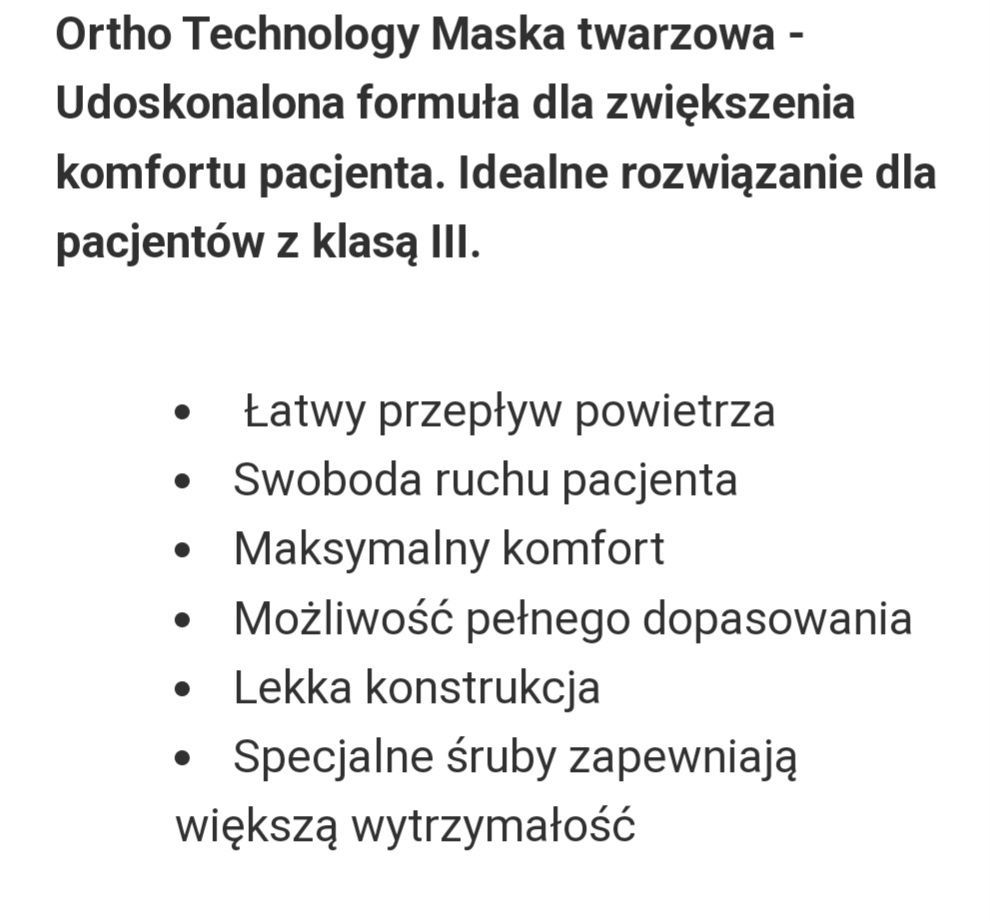 Maska szczękowa- aparat ortodontyczny