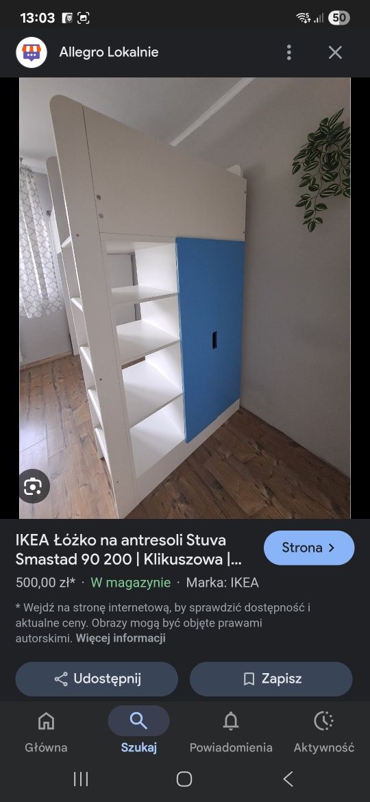 Łóżko z antresolą ikea stuva