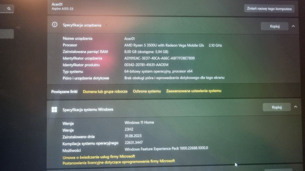 Laptop Acer Aspire 3 A315-23-R7Z7