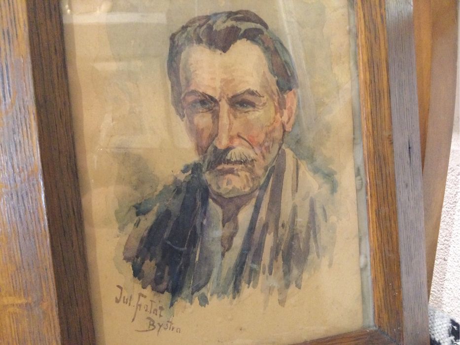 Obraz,akwarela,sygn,Julisz Fałat,portret męźczyzny,Bystra,antyk,statoć