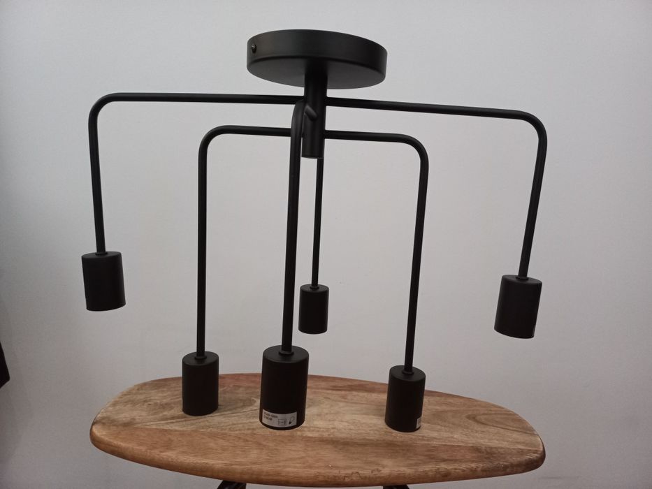 Żyrandol  na 6 żarówek czarny loft