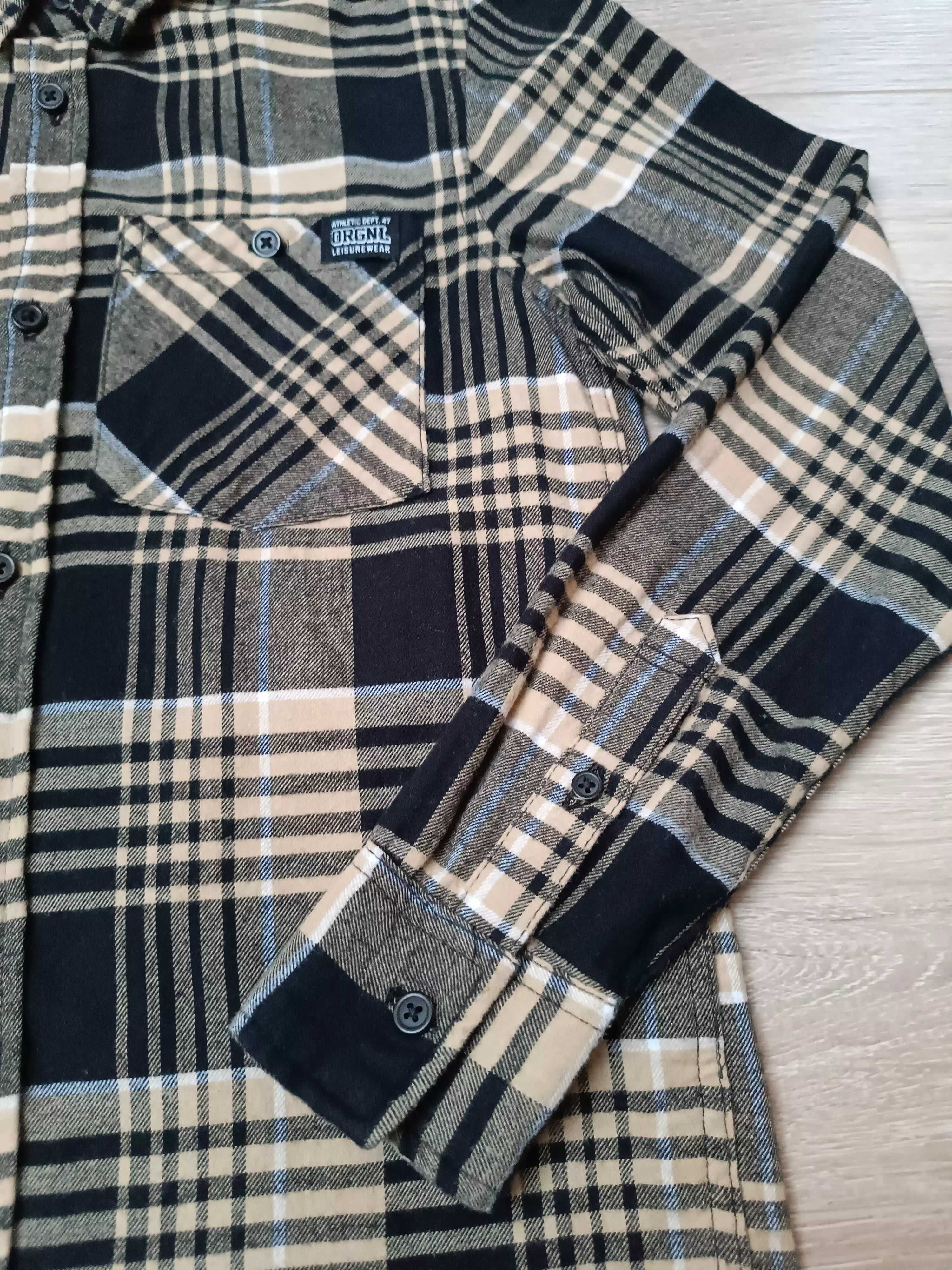 Koszula krata cienka flanela długi rękaw kołnierzyk kieszeń 'H&M' 146