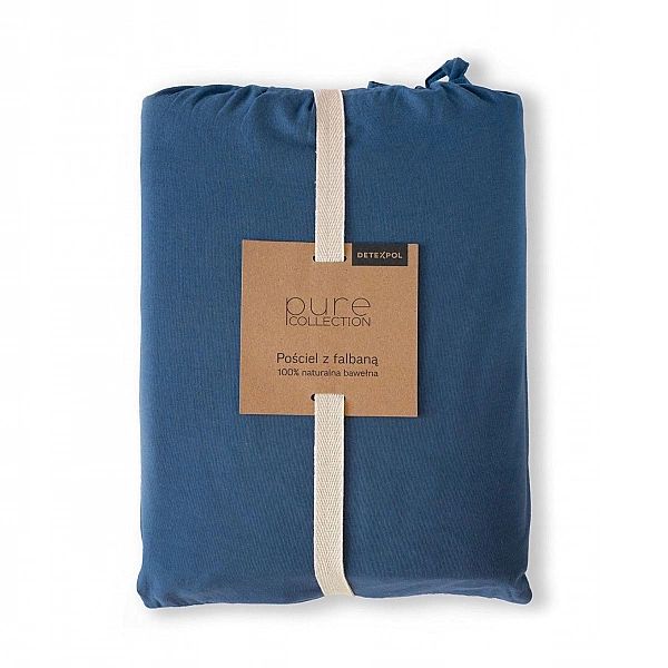 Pościel z falbaną BAWEŁNIANA gładka 160x200/3 części poszewki 70x80 Pu