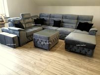 PRODUCENT!! NOWOŚĆ!! Piękny naroznik tkanina zmywalna 2xpufa NR 68