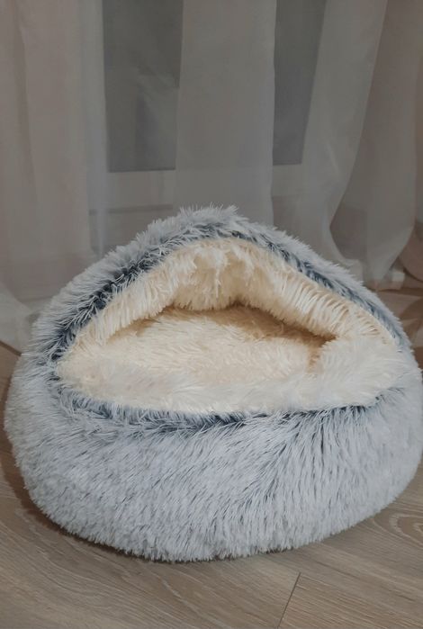 Лежанка пушистая для котов и собак, серая, розовая, коричневая