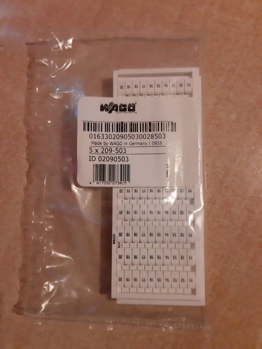 WAGO oznacznik WSB z nadrukiem cyfr 1-10 (X10) BIAŁY 5 SZTUK 209-503