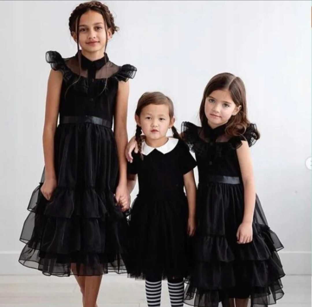 Nowy strój Wednesday Addams, r. 128/134 przebranie bal