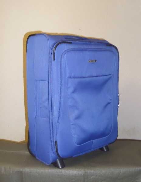 Чемодан тканевый синий, валіза, 2 колеса, размер 60Х40Х24/29 см.
