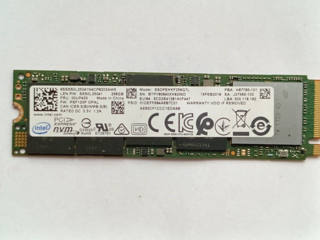 Dysk Intel SSD m2 używany 256 gb