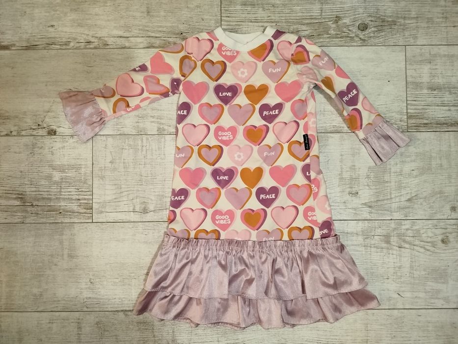 Eva Design, sukienka, serca, róż, Walentynki, 6 lat, 116 cm, love, fun