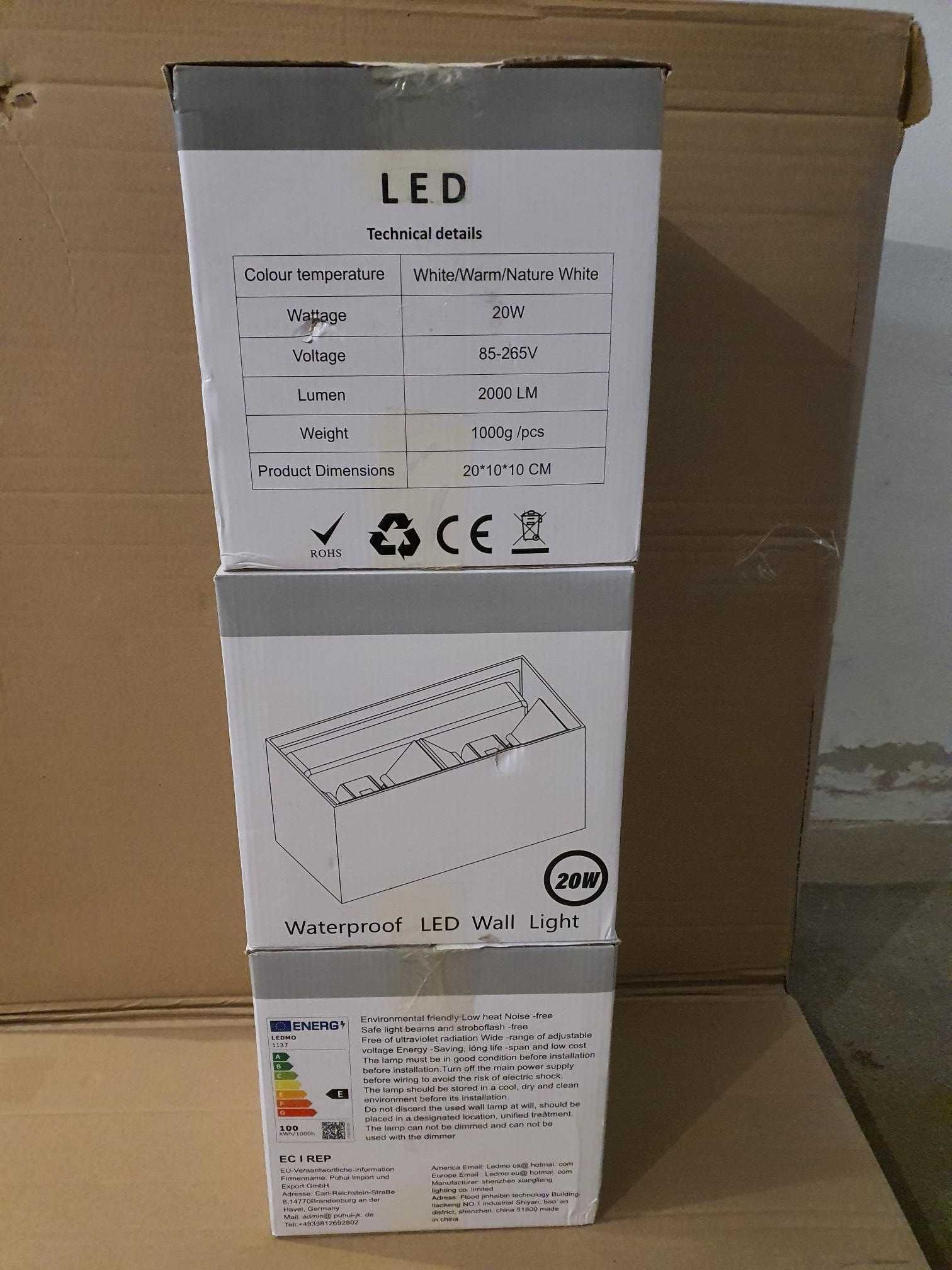 Lampy zewnętrzne LED, Kingwen, 20 W, 4 sztuki, zewnętrzna, wewnętrzna