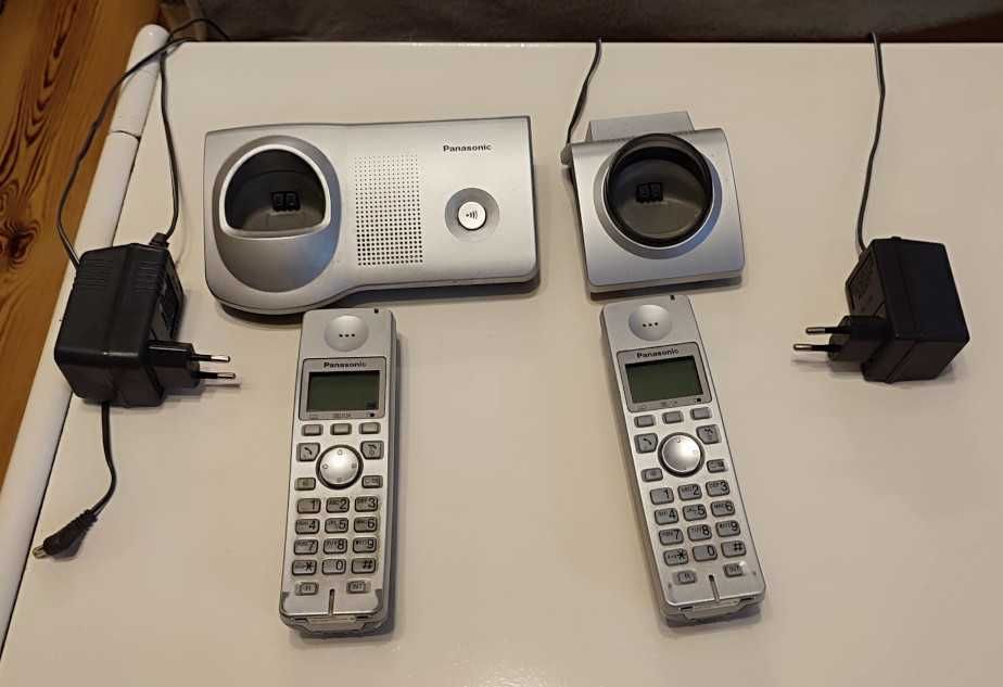 Telefon stacjonarny Panasonic, dwie bezprzewodowe słuchawki