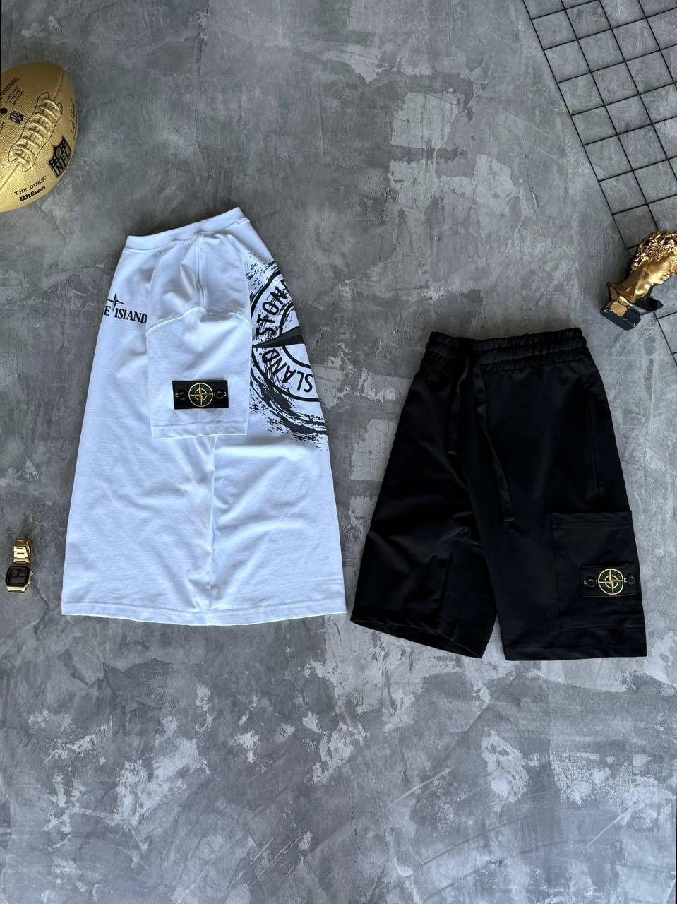 Stone Island | Чоловічий комплект: футболка + шорти | Premium Quality