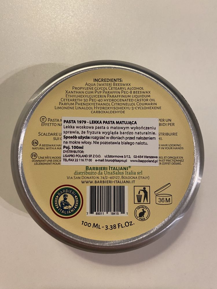 Barbieri Italiani pasta do włosów 100ml