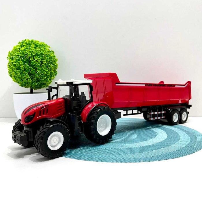 Трактор інерційний з причепом гумові колеса світло звук 1:14 (99-55D)