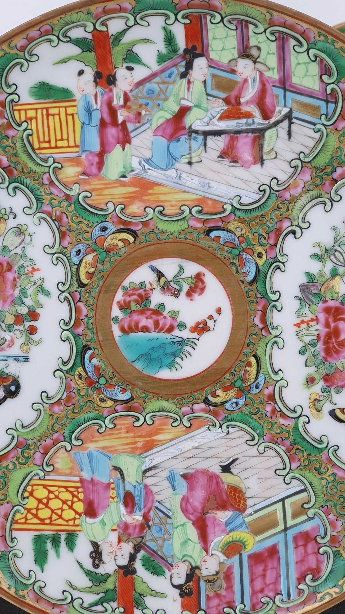 Par pratos de porcelana chinesa Qianlong (1736 a 1795)