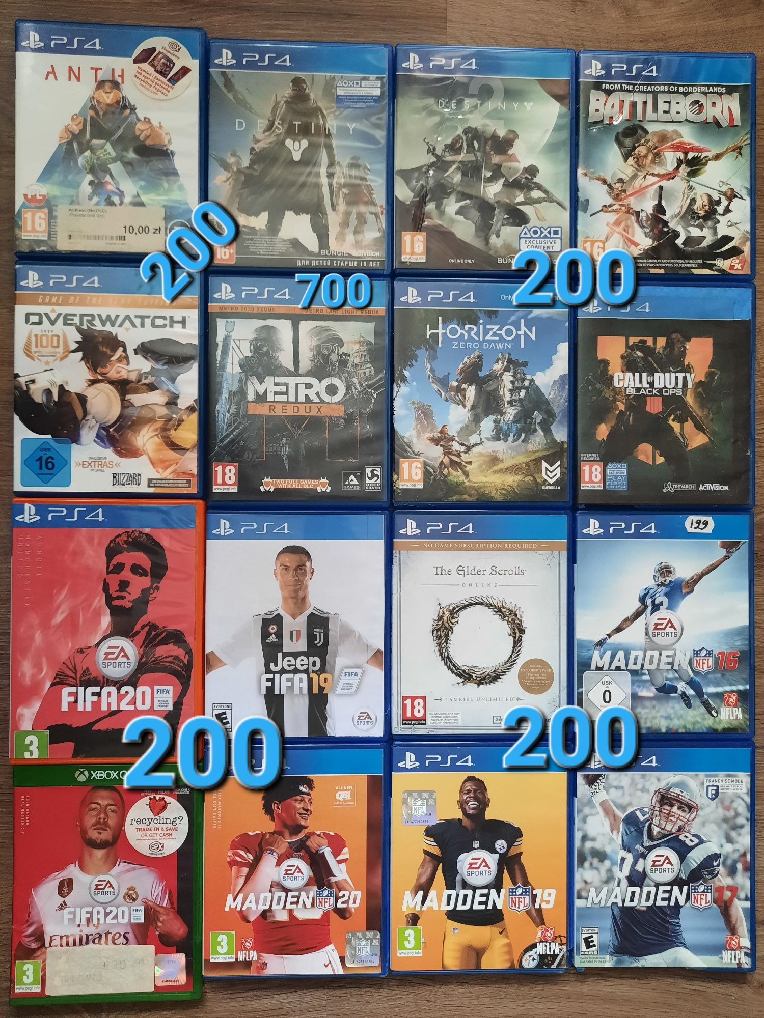 Лот 16 ігор для sony PS4: Horizon, Destiny, Overwatch, CoD, Fifa 19,20