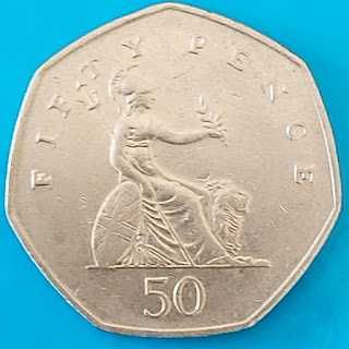 50 Pence de 2001, Reino Unido, Isabel II