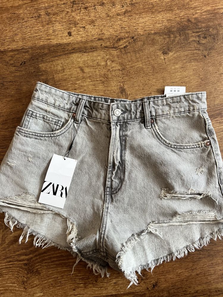 Зара шорты серые zara новые джинсовые
