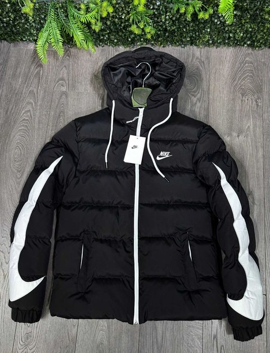 !SALE! Пуховик Nike Swoosh Black/White S M L XL XXL найк свуш куртка