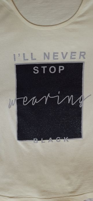 Żółta koszulka brokatowa ozdoba nadruk H&B S