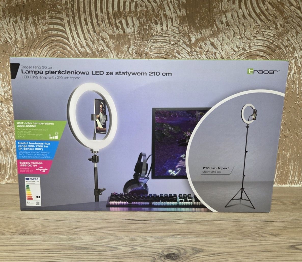 Lampa pierścieniowa LED ze statywem 210cm